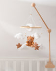 Bear Crib Mobile: Teddy Velvet Hanging Baby Mobile for Boys & Girls, Newborn Nursery Decor