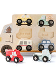 7Pcs Wooden Vehicle Shape Matching Puzzle Cars Montessori Toy for Toddlers 0-3 Years