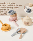 Kids Tea Party Set, Silicone Teapot & Cups with Wooden Tray, Pretend Play Toy -15PC | LETSMAKE