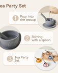 Kids Tea Party Set, Silicone Teapot & Cups with Wooden Tray, Pretend Play Toy -15PC | LETSMAKE