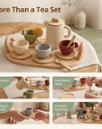 Wooden Tea Party Set for Kids 3-6 | Montessori Pretend Play Kitchen Toy | LETSMAKE