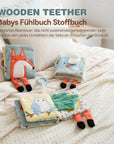 Montessori Soft Baby Book 0-12M Crinkle Sensory Tummy Time Toy with Mirror Teether