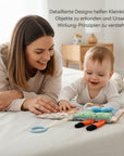 Montessori Soft Baby Book 0-12M Crinkle Sensory Tummy Time Toy with Mirror Teether