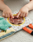 Montessori Soft Baby Book 0-12M Crinkle Sensory Tummy Time Toy with Mirror Teether