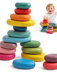 Wooden Stacking Rocks 16Pcs Montessori Toy for Toddlers 1-3