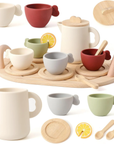 Kids Pretend Coffee & Tea Set – Wooden Play Kitchen Gift