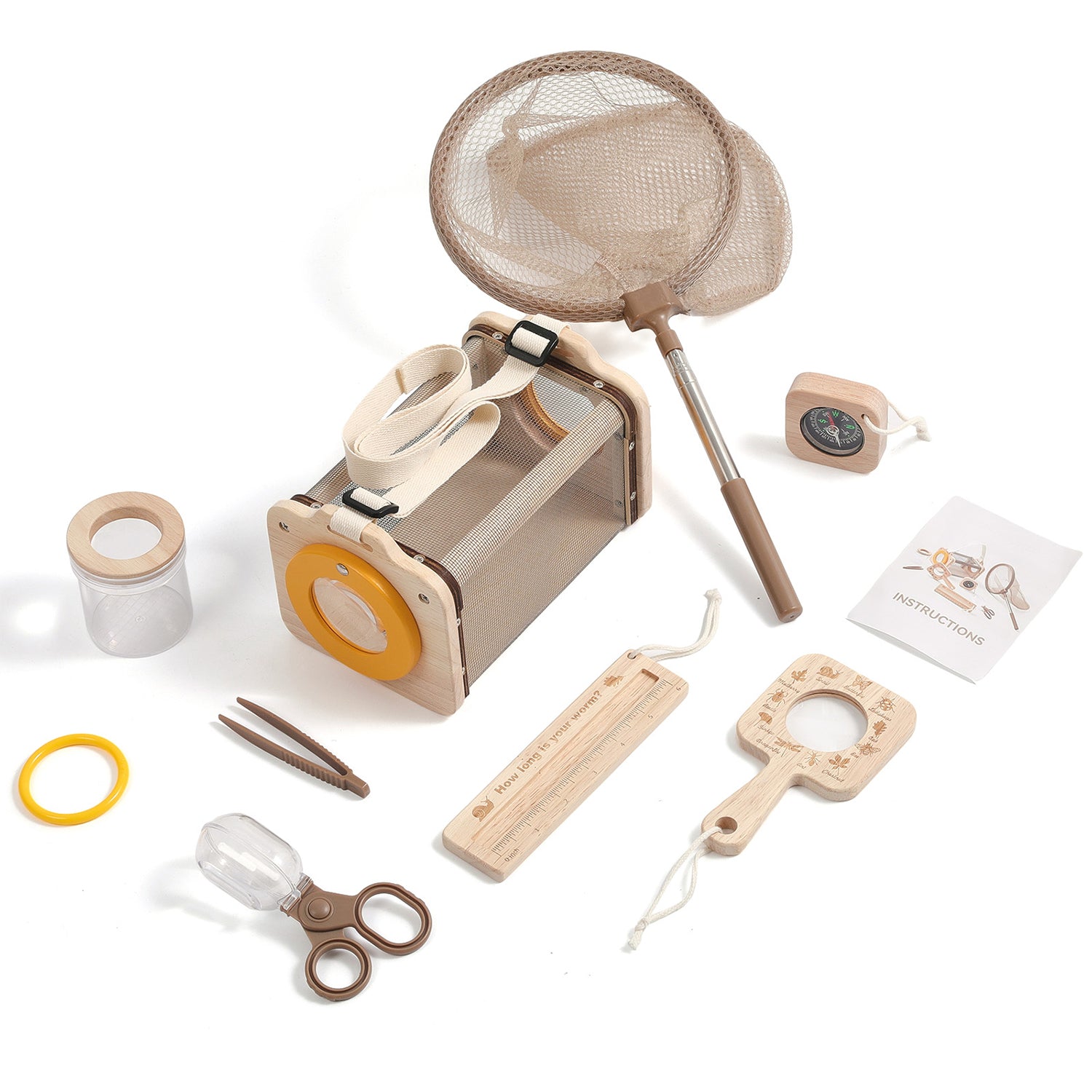 Montessori 8-in-1 Bug Catcher Kit Wooden Outdoor STEM Explorer Toy for Ages 3-8 Nature Gift