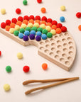 Montessori Wooden Peg Board Beads Rainbow Color Sorting Counting Fine Motor Toy | LETSMAKE