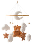 Bear Crib Mobile: Teddy Velvet Hanging Baby Mobile for Boys & Girls, Newborn Nursery Decor