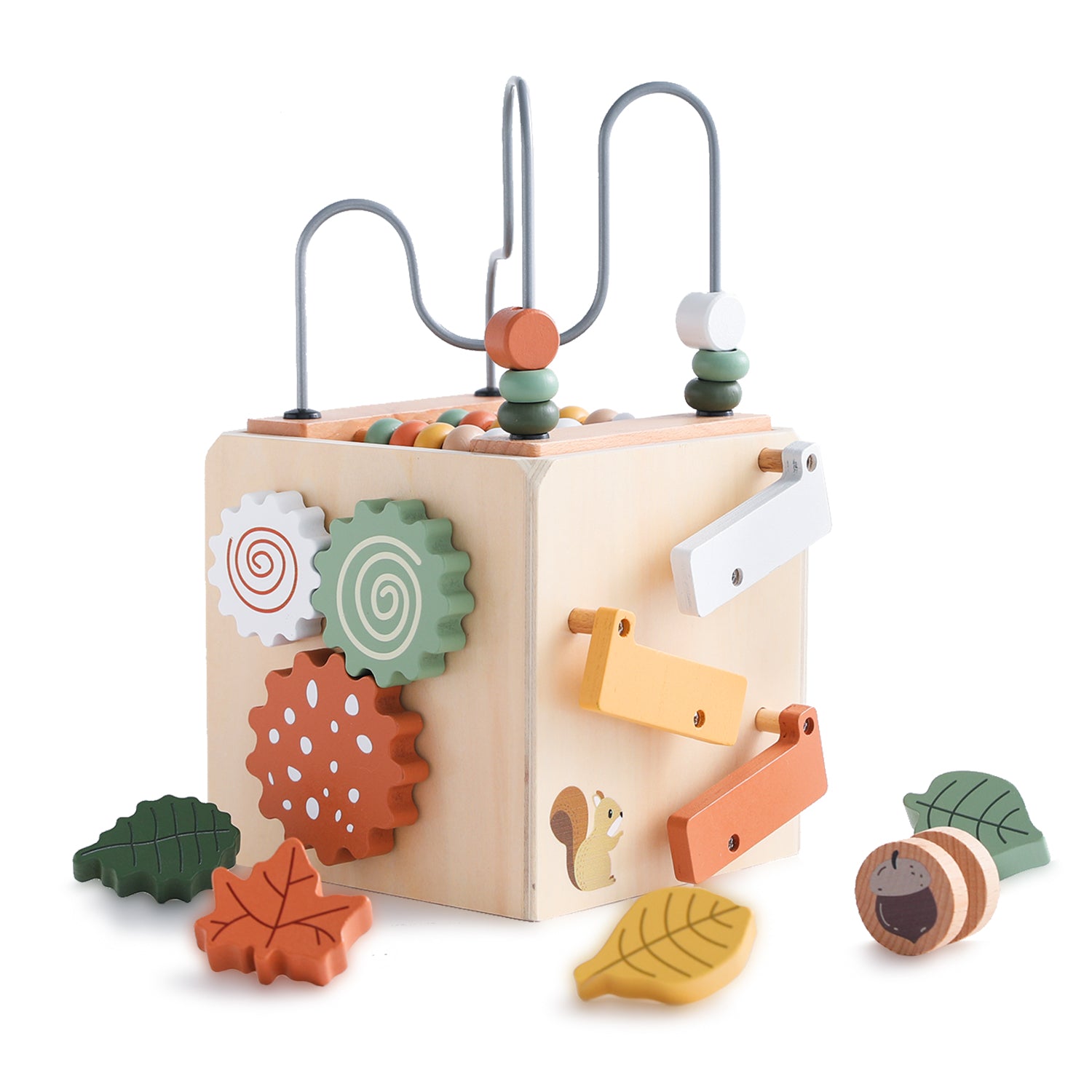6-in-1 Wooden Motor Skills Activity Cube Montessori Toy