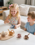 Kids Tea Party Set, Silicone Teapot & Cups with Wooden Tray, Pretend Play Toy -15PC | LETSMAKE