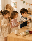 Kids Pretend Coffee & Tea Set – Wooden Play Kitchen Gift