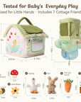 2-in-1 Baby Sensory Cottage Toy Set | Crinkle, Squeak & Rattle Plush Toys for Babies 6-12 Months