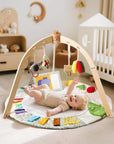 Wooden Montessori Baby Play Gym Mat with 6 Sensory Toys | LETSMAKE