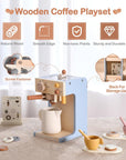 Wooden Pretend Coffee Maker Playset, Play Kitchen Gift for Toddlers 3+ Boys Girls