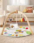 Wooden Montessori Baby Play Gym Mat with 6 Sensory Toys | LETSMAKE