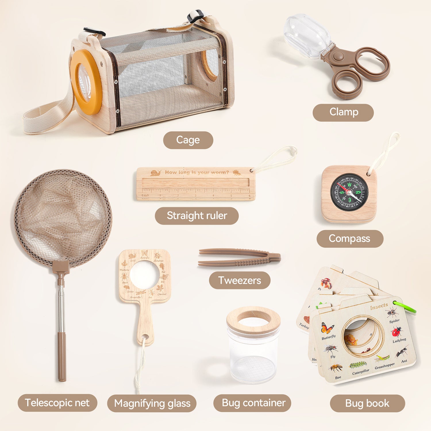 Montessori Bug Catcher Kit Wooden Outdoor STEM Explorer Toy for Ages 3-8 Nature Gift | LETSMAKE