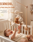Bear Crib Mobile: Teddy Velvet Hanging Baby Mobile for Boys & Girls, Newborn Nursery Decor