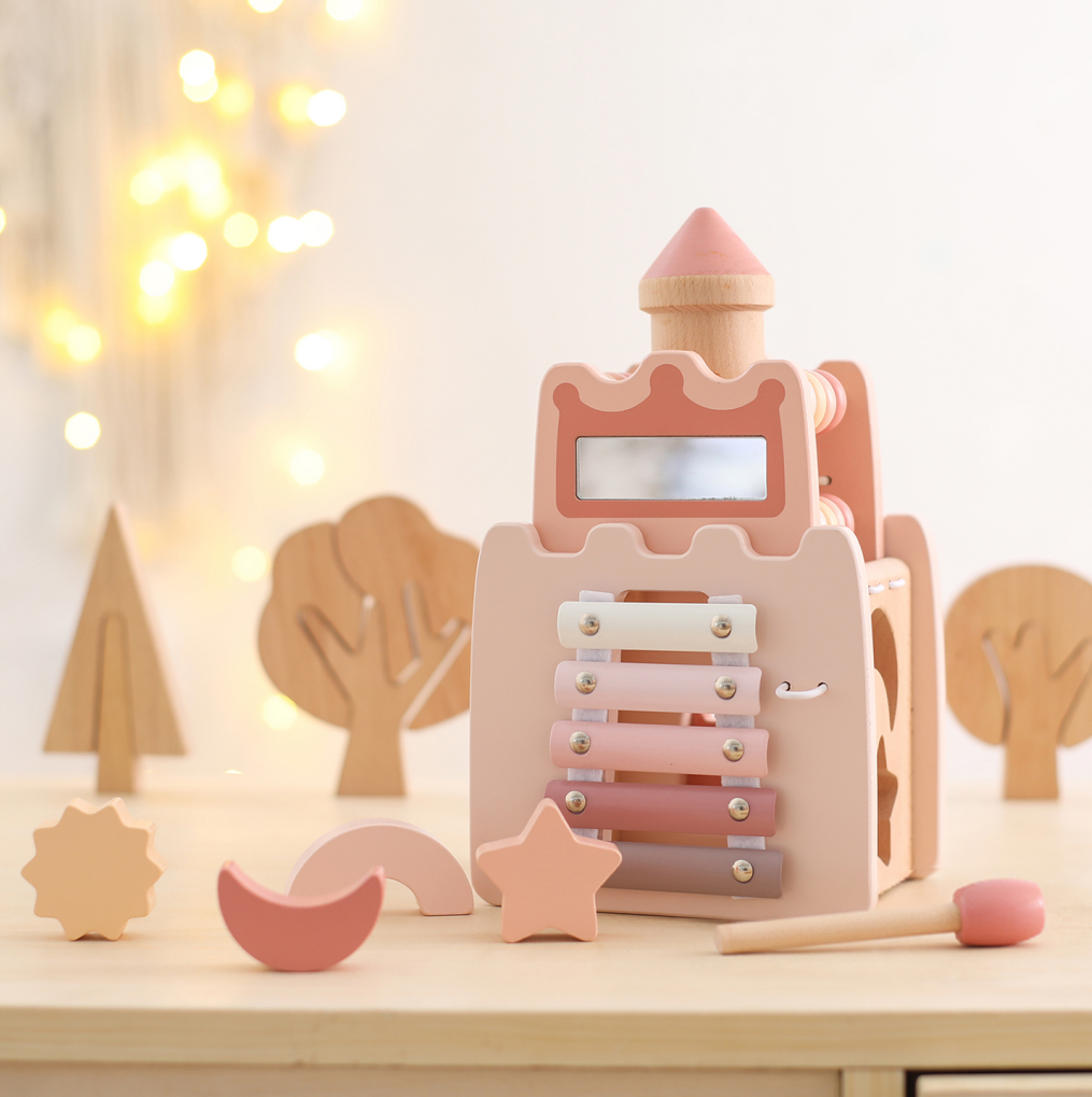 9-in-1 Wooden Activity Cube Montessori Sensory Toy for Kids 3+ with Mirror First Birthday Gift