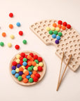 Montessori Wooden Peg Board Beads Rainbow Color Sorting Counting Fine Motor Toy | LETSMAKE
