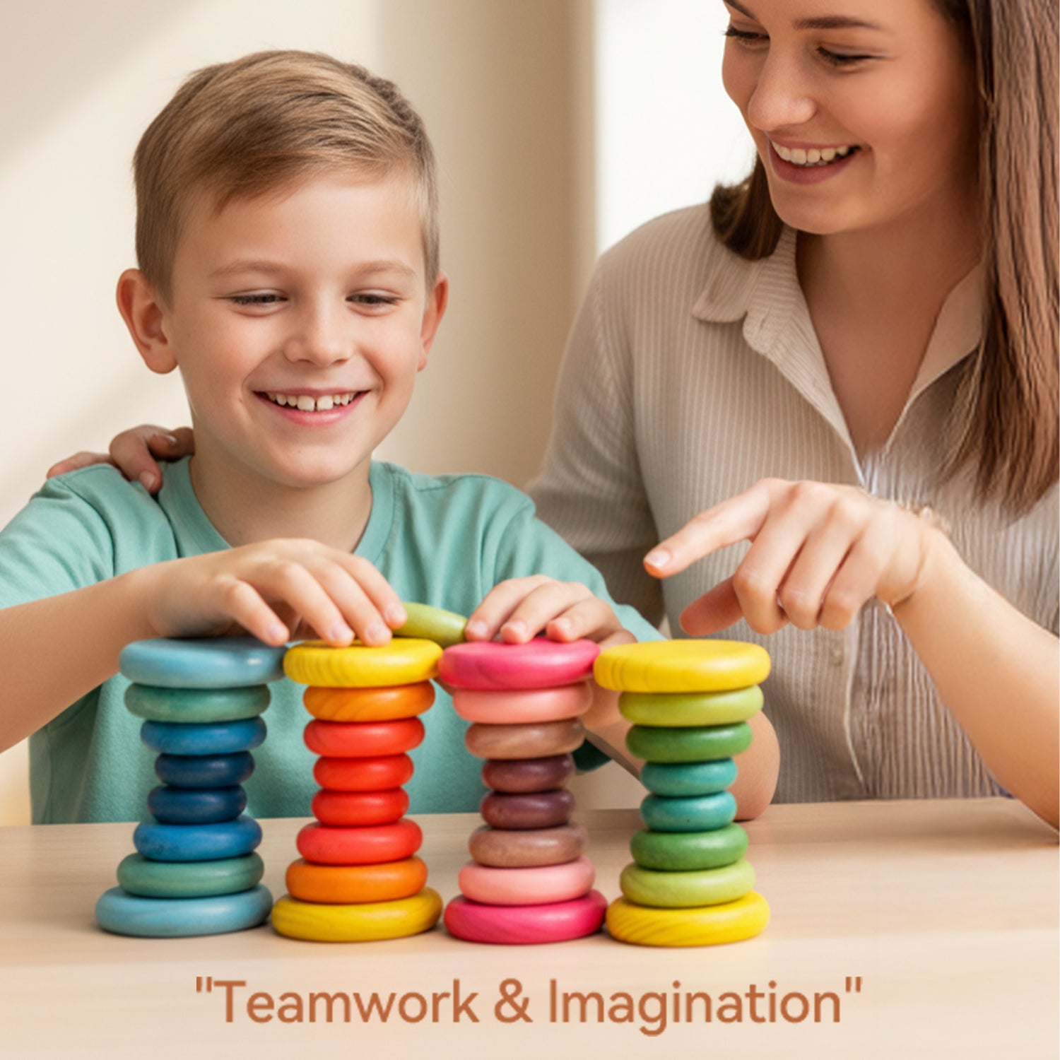 Wooden Stacking Rocks 16Pcs Montessori Toy for Toddlers 1-3