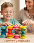 Wooden Stacking Rocks 16Pcs Montessori Toy for Toddlers 1-3