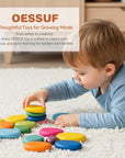 Wooden Stacking Rocks 16Pcs Montessori Toy for Toddlers 1-3