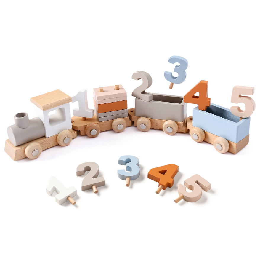 Montessori Wooden Transportation Toy Set for Toddlers | Number Train, Vehicle Puzzle &amp; Learning Toys Bundle