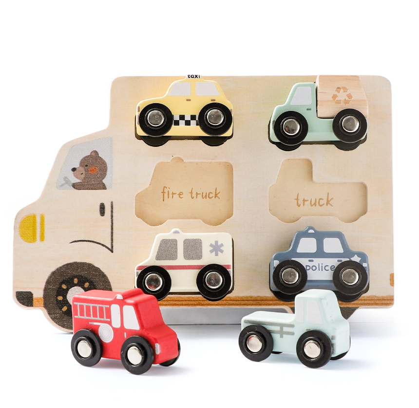 Montessori Wooden Transportation Toy Set for Toddlers | Number Train, Vehicle Puzzle &amp; Learning Toys Bundle