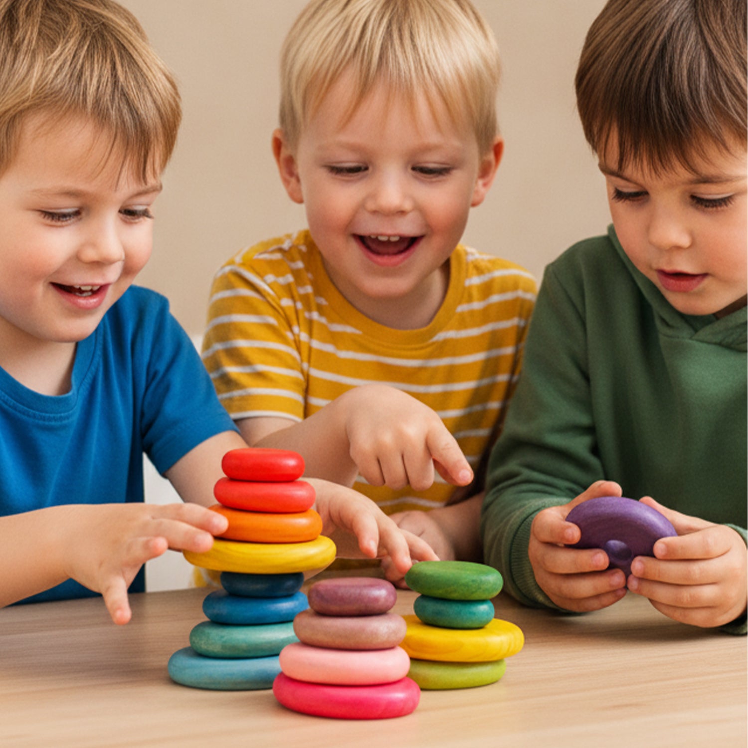 Wooden Stacking Rocks 16Pcs Montessori Toy for Toddlers 1-3