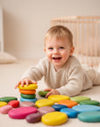 Wooden Stacking Rocks 16Pcs Montessori Toy for Toddlers 1-3