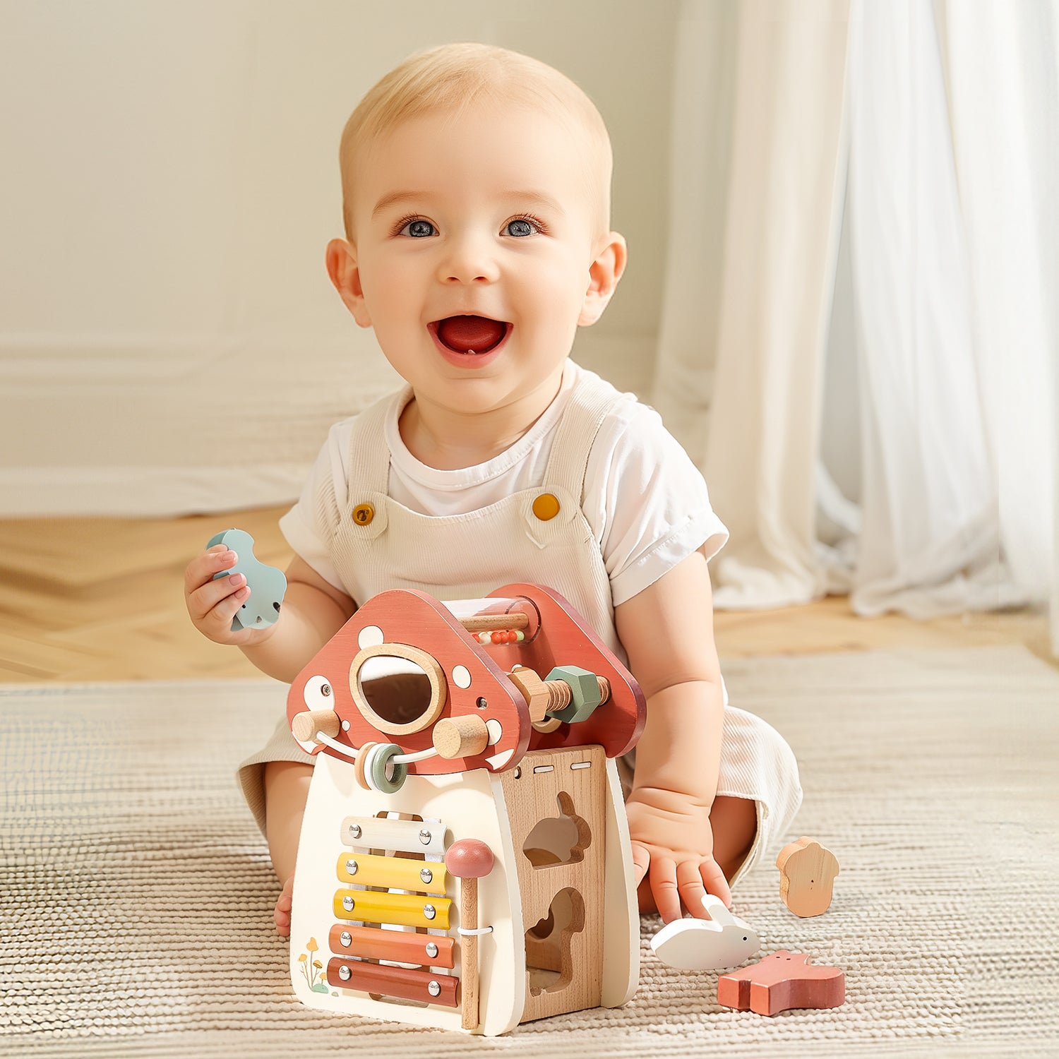 11-in-1 Wooden Activity Cube Montessori Sensory Toy for Toddlers 18M+ First Birthday Gift