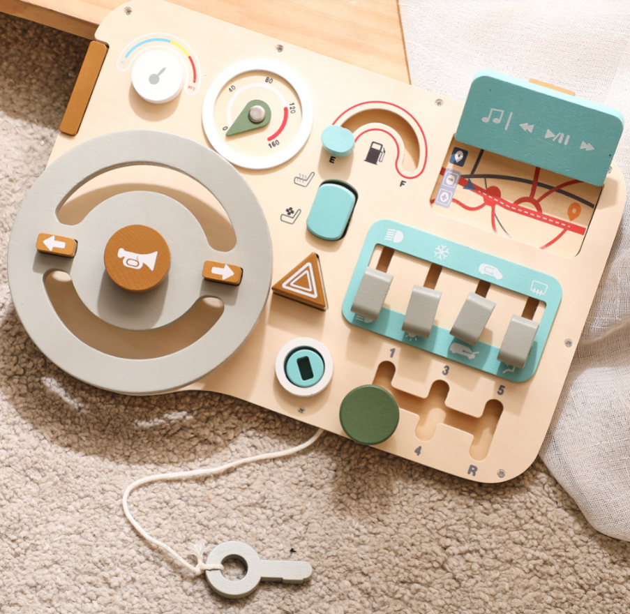 Montessori Wooden Learning Toy Set | Busy Board + Fine Motor Activity