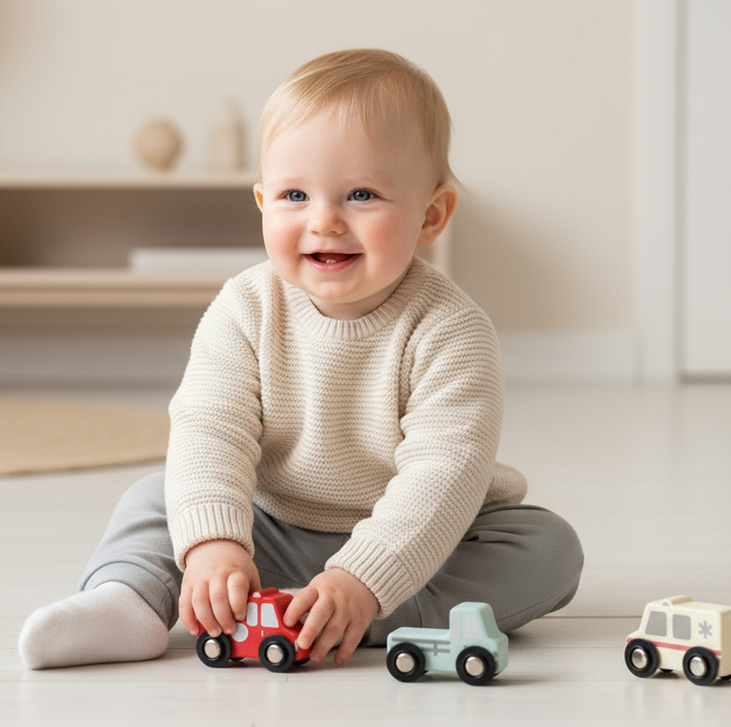 7Pcs Wooden Vehicle Shape Matching Puzzle Cars Montessori Toy for Toddlers 0-3 Years
