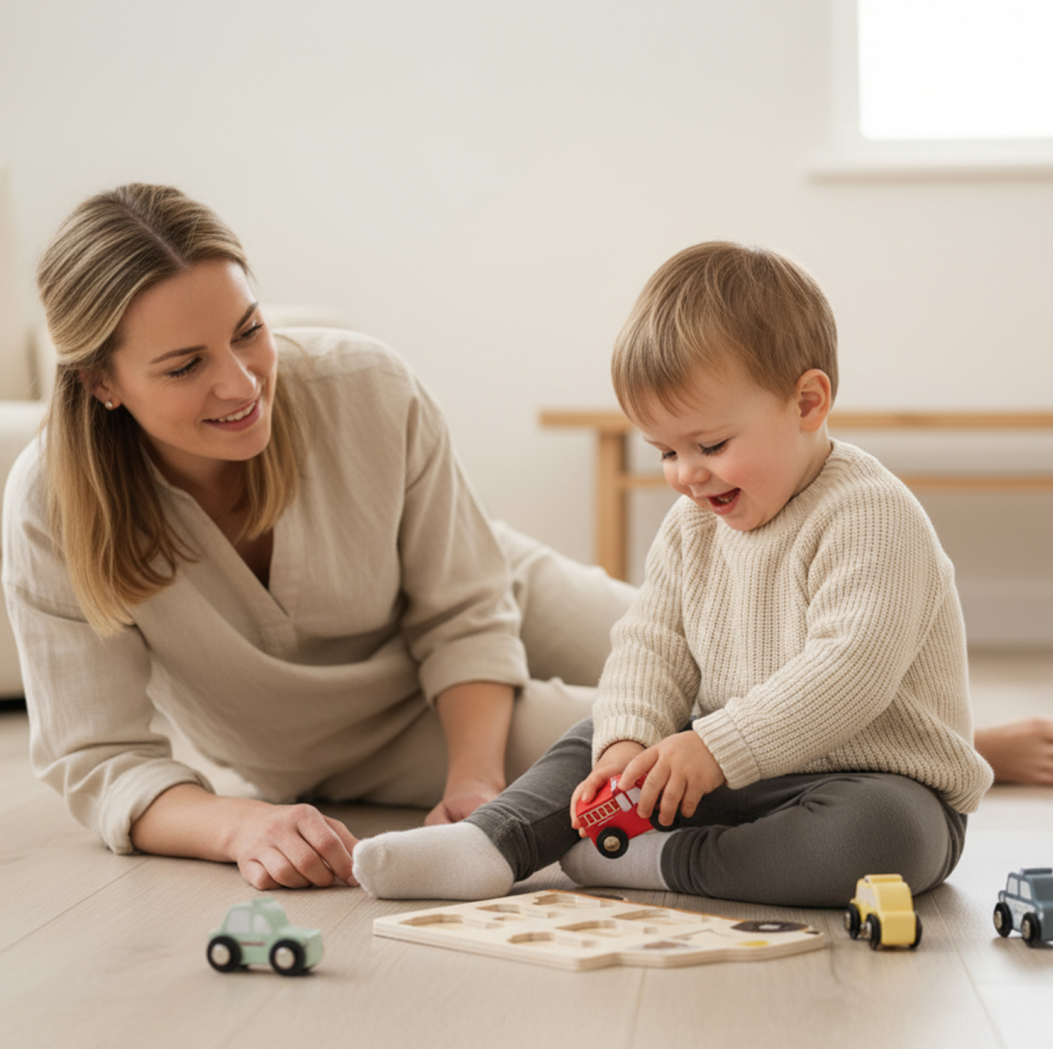 7Pcs Wooden Vehicle Shape Matching Puzzle Cars Montessori Toy for Toddlers 0-3 Years