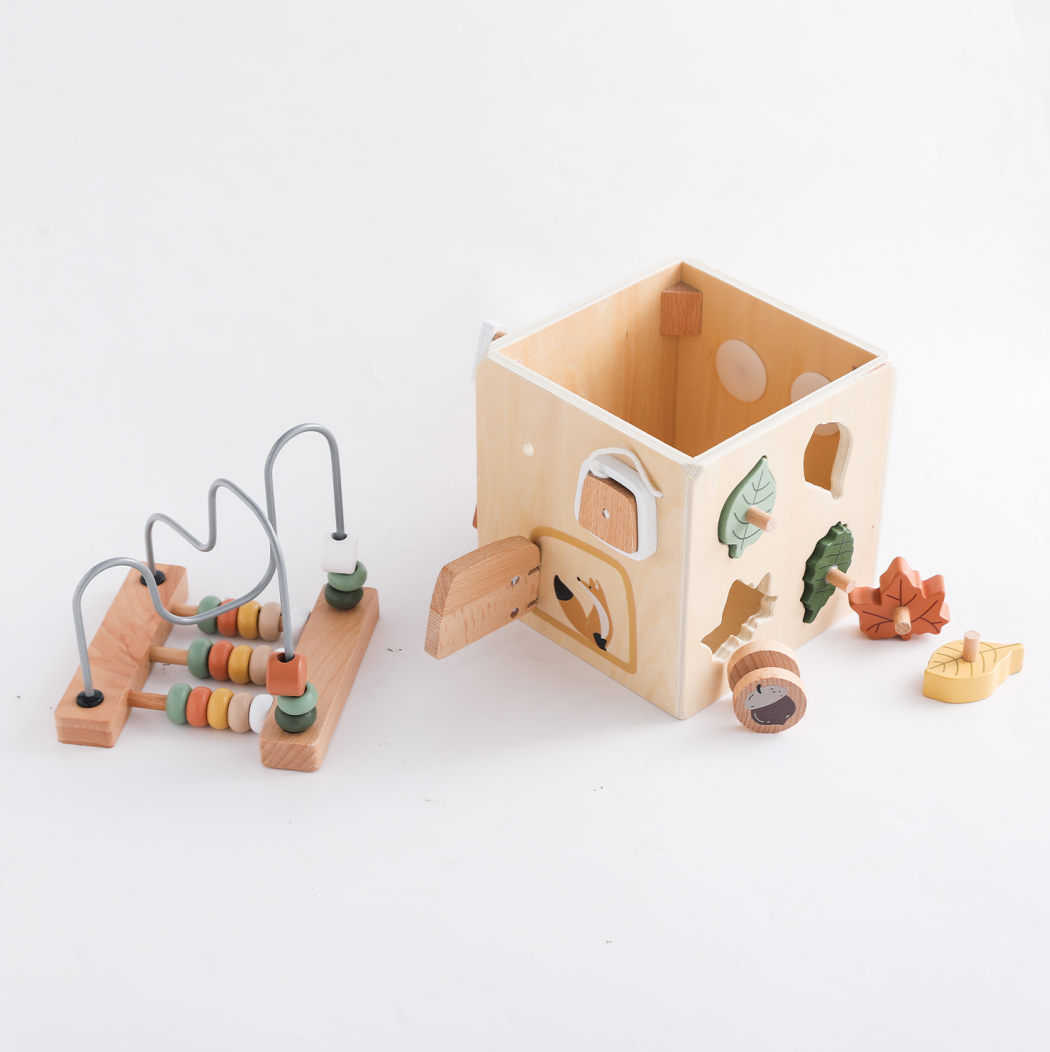 6-in-1 Wooden Motor Skills Activity Cube Montessori Toy
