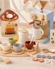 Kids Pretend Coffee & Tea Set – Wooden Play Kitchen Gift